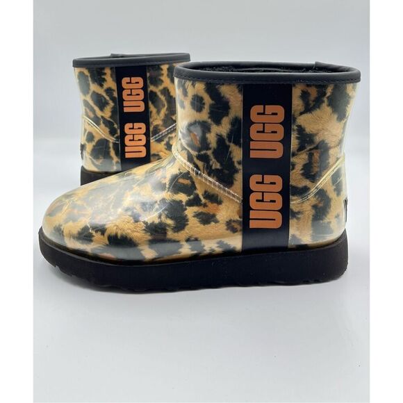 UGG Classic Clear Mini Panther Boot Bootie Waterproof Animal Print Size US 6 EUC - Picture 1 of 12